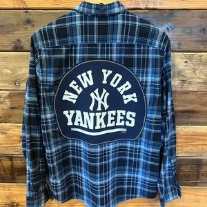 New York Yankees One-of-a-Kind Slate & Stone MadAndie Custom Unisex Plaid - L